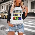 Kids Straight Outta Pre-K Graduation Baseball Raglan Shirt