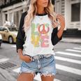 Peace Sign Love Groovy Vibes Costume Nostalgia 1980s Fashion Baseball Raglan Shirt
