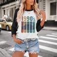 Retro Nineties Style Audio Tape Nostalgia Year 1990 Premium Tri-Blend Baseball Raglan Shirt