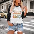 Vintage 1970 Birthday Retro Style 70's Born Nostalgia Outfit Premium Tri-Blend Baseball Raglan Shirt
