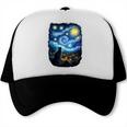 Cat Starry Night Van Gogh Cat Cat Lover Cat Mom Cat Dad Trucker Cap