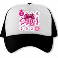 Class Of 2026 Senior Coquette Pink Bow Graduation Family Premium Tri-Blend Trucker Cap