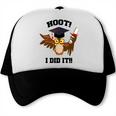 Hoot I Did It Grad Owl Holding Graduation Diploma Congrats Trucker Cap