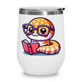 Adorable Book Lover Rattlesnake With Reading Glasses Cute Wine Tumbler