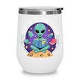 Alien Reader Reading Teacher Librarian Book Lover Wine Tumbler