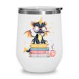 Book Lover Chibi Dragon With Big Red Glasses Bookworm Wine Tumbler