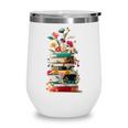 Book Stack With Flowers Reading Lover Bookish Wine Tumbler Book Stack With Flowers Reading Lover Bookish Wine Tumbler