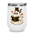 Books Ghost Reading Book Halloween Library Cat Fall Wine Tumbler