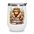 Bookworm Cute Highland Cow Reading Book Wine Tumbler