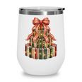 Coquette Christmas Book Tree Xmas Lights Librarian Teacher Wine Tumbler