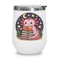 Cute Axolotl Reading Books Cozy Night Aesthetic Wine Tumbler Cute Axolotl Reading Books Cozy Night Aesthetic Wine Tumbler