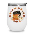 Cute Cat Fall In Love With Reading Book Cat Lover Librarian Wine Tumbler