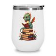 Cute Dragon Reading Book Bookworm Dragons And Books Wine Tumbler