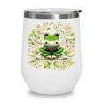 Cute Floral Frog Book Reading Wine Tumbler