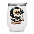 Cute Panda Reading Book Under Moon Bookworm Coffee Lover Wine Tumbler