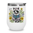 Cute Raccoon Reading Book Flowers Wine Tumbler Cute Raccoon Reading Book Flowers Wine Tumbler