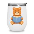 Cute Teddy Bear Reading Book Adorable For Readers Wine Tumbler