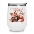 Fox And Book Lover Graphic For Women And Spring Pink Flower Wine Tumbler