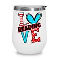 I Heart Books Love Reading Red And Stripe Animated Cat For Men Women Girls Kids Wine Tumbler