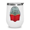 Manatee Reading Books Sea Animal Manatee Wine Tumbler Manatee Reading Books Sea Animal Manatee Wine Tumbler