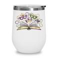 Mardi Gras Book Librarian Author Purple Beads Wine Tumbler