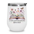 a New Chapter Begins Retired 2025 Floral Book Retirement Wine Tumbler