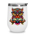 Owl With Glasses And Book Reading Wine Tumbler
