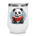 Panda With Book For Reading Enthusiasts Wine Tumbler