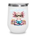 Readsolotl Pink Kawaii Axolotl Read Book Lover Reading Wine Tumbler
