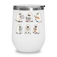 Retro Ghost Reading Books Halloween Bookish Ghost Bookworm Wine Tumbler