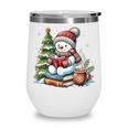 Snowman Reading Book Lovers Christmas Librarian Bookworm Wine Tumbler