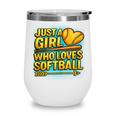 Softball Just A Girl Comic Book Style Graphic For Teens Wine Tumbler