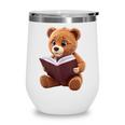 Teddy Bear Reading a Book Wine Tumbler