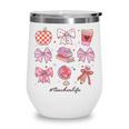 Valentine Teacher Cute Bows Apple Globe Pencil Books Art Wine Tumbler