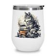 Wolf Reading Book Librarian Library Wolves Wine Tumbler