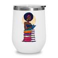 Woman And Books Stack Afro Girl Reading Lover Wine Tumbler