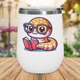 Adorable Book Lover Rattlesnake With Reading Glasses Cute Wine Tumbler
