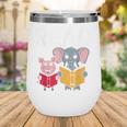 Pig Elephant Reading Cute Book Lover Bookworm Boys Girls Kid Wine Tumbler