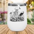 Skeleton Reading Book Floral Dark For Book Lovers Wine Tumbler Skeleton Reading Book Floral Dark For Book Lovers Wine Tumbler