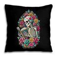 Book Lover Skeleton Reading With Dia De Los Muertos Flowers Pillowcase Book Lover Skeleton Reading With Dia De Los Muertos Flowers Pillowcase