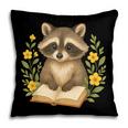 Cute Raccoon Reading Book Flowers Floral Pillowcase Cute Raccoon Reading Book Flowers Floral Pillowcase