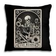 Floral The Reader Tarot Card Skeleton Reading Book Pillowcase
