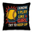 Women's Girls Softball Play Like A Girl Comic Book Pop Art Pillowcase Women's Girls Softball Play Like A Girl Comic Book Pop Art Pillowcase