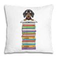 Cute Wiener Dog Dachshund Reading On Pile Of Books Pillowcase