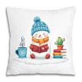 Cute Winter Cozy Snowman Reading Book Lovers Xmas Snowman Pillowcase