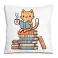 Kawaii Cat Coffee Books Teacher Men Women Girls Kids Pillowcase