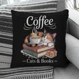 Coffee Cats And Books Cozy Calico Reader Love Cute Cat Pillowcase