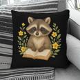 Cute Raccoon Reading Book Flowers Floral Pillowcase Cute Raccoon Reading Book Flowers Floral Pillowcase