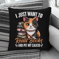 Kawaii Feline Book Reading Read Books Pet My Calico Cat Men Women Pillowcase