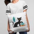 Cat Midcentury With Book And Coffee Atomic Age Mid Century Pillowcase